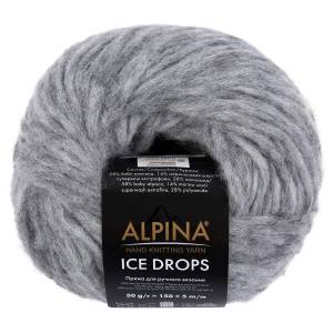 Пряжа ALPINA ICE DROPS 58% альпака, 14% шерсть, 28% полиамид 50 г 150 м №02 серый