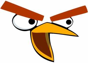 Yellow bird face template for sticking onto party bags and party hats