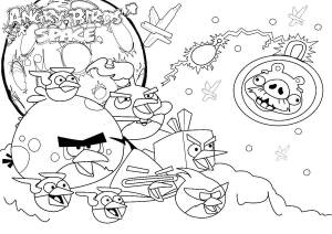 Раскраски бердс, Раскраска Энгри бёрдс в космосе angry birds