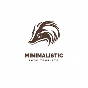 Шаблон логотипа головы барсука милое животное минимальный значок логотипа милый логотип барсука изолированные