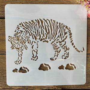 20*20 см тигр DIY слойные трафареты настенная живопись Φ декоративный шаблон