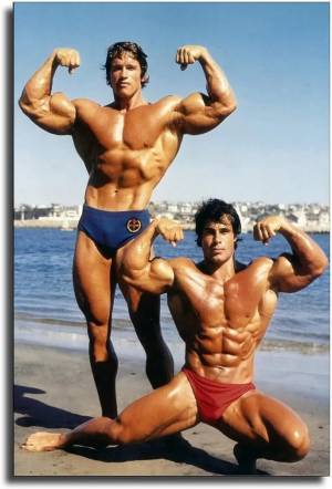 Постер Арнольда Шварценеггера и Франко коламбу позы в Венеции забавное украшение картина винтажные картины Декор Современный без рамки