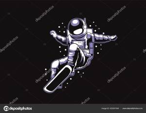 Векторный Шаблон Астронавта Иллюстрация Катания Сноуборде Космосе Векторное изображение ©Prof_std 423351544
