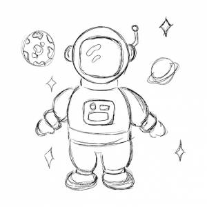иллюстрация космонавта-астронавта для детского дизайна
