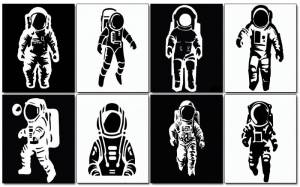 трафарет космонавта