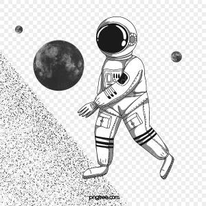 Простой стиль черно белый элемент астронавта PNG , астронавт, вселенная, звезда PNG картинки и пнг PSD рисунок для й загрузки