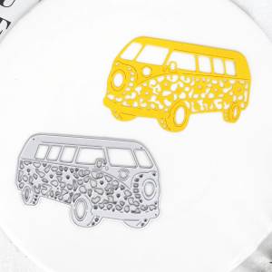 Металлические трафареты Flowery Bus, трафареты с вырезами в виде цветов и автобусов, вырезанные формы для карт, фотографий, скрапбукинга, форма-нож Ste