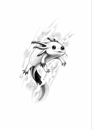 Тату эскиз аксолотль tattoo design axolotl