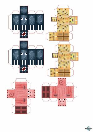 Аксолотль майнкрафт развертка для склеивания с припусками шаблон