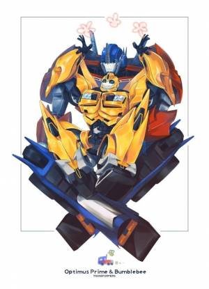Арты трансформеры бамблби и оптимус прайм