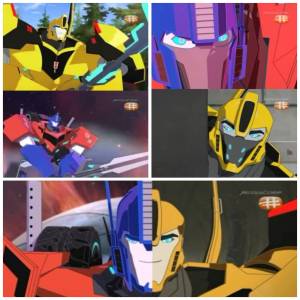 Арты трансформеры бамблби и оптимус прайм