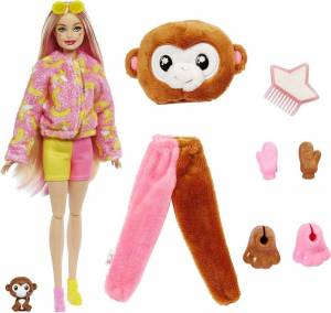 Кукла Barbie Cutie Reveal Милашка-проявляшка плюшевый Обезьянка Jungle Series, для девочек