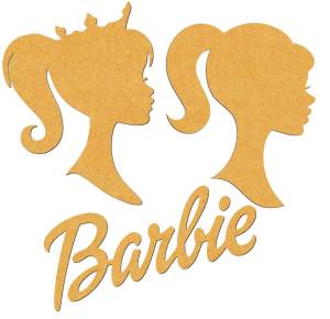 Fairy Tale Barbie Doll Head Profile and logo Silhouette MDF cut out Template
