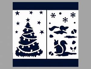 Набор трафаретов для декорирования окон и зеркал ЁЛОЧКА И БЕЛКИ, 16х25 см, 2 шт