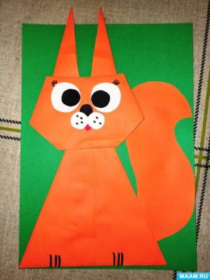 Мастер-класс с пошаговым фото по аппликации в технике оригами «Белка»