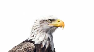 Снимок панорамного вида белоголового орлана на белом фоне