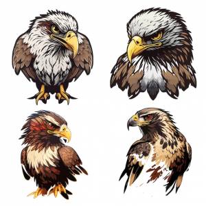 Набор из четырех изображений белоголового орлана