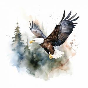 Акварельный рисунок белоголового орлана со словом орел на нем