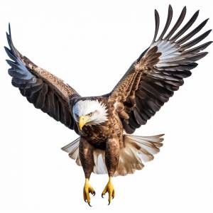 Белоголовый орлан летит с расправленными крыльями