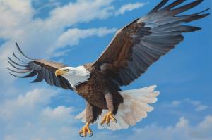 Картина белоголового орлана, летящего в небе