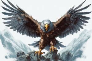 Изображение белоголового орлана с расправленными крыльями и надписью «орел» внизу