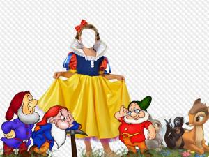 Белоснежка с гномами и животными, Детский костюм Photoshop