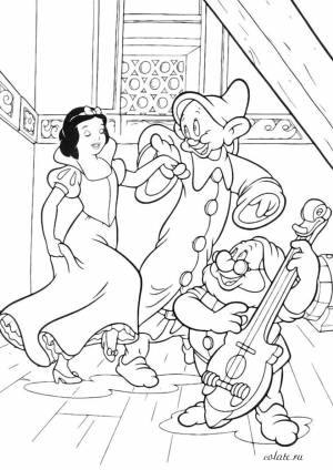 Раскраска Веселый танец в доме гномов