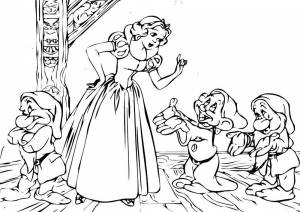Раскраска Белоснежка И 7 Гномов