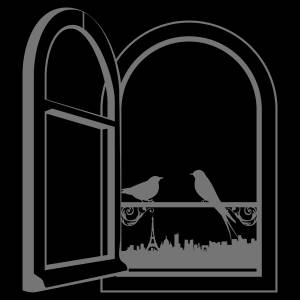 Трафарет Окно с птицами