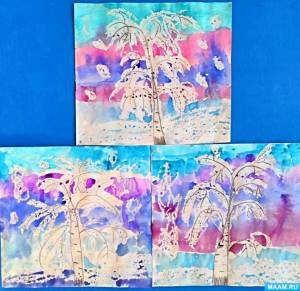 Мастер-класс по рисованию восковой свечой «Белая берёза под моим окном»