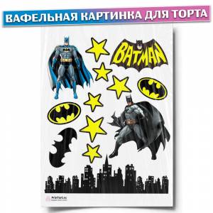 Вафельная картинка для торта Бэтмен, размер , украшение для торта и выпечки