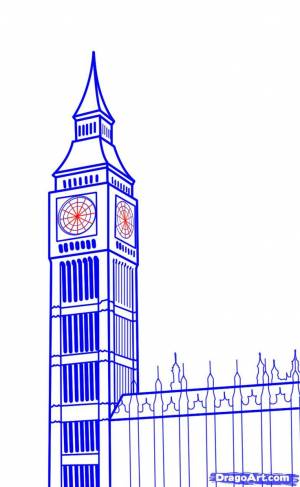 how to draw big ben step 22