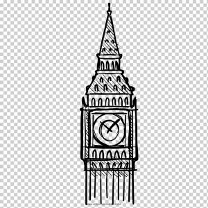 Big Ben HABER'S Drawing Башня с часами, Биг Бен, лондон, монохромный, биг бен png