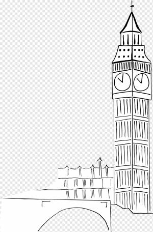 Line art Часовая башня Рисунок, биг бен, угол, белый, текст png