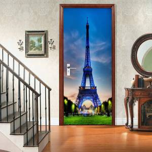 Наклейка на дверь в английском стиле Биг-Бен, городской пейзаж ночью, съемная наклейка на дверь в стиле городской архитектуры, настенный плакат, обои, декор для гостиной