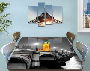 Виниловая наклейка на стол Биг-Бен и серый Лондон самоклеющаяся двойная пленка декор, серый 60 х 100 см