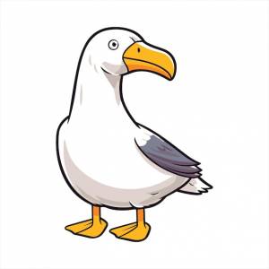 Альбатрос милый забавный мультяшный каваи клипарт красочная акварель птица животное домашнее животное иллюстрация