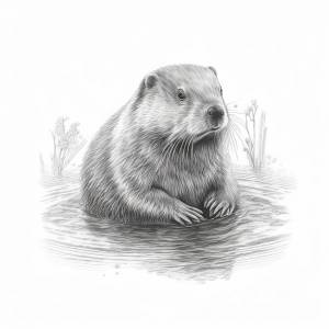 Карандашный набросок рисунок бобра рисунок животного ai generated