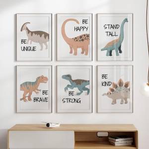 Брахиозавр T-Rex динозавр Юрского периода Радуга Солнце настенное искусство печать на холсте живопись образовательные плакаты фотографии декор для детской комнаты для мальчиков