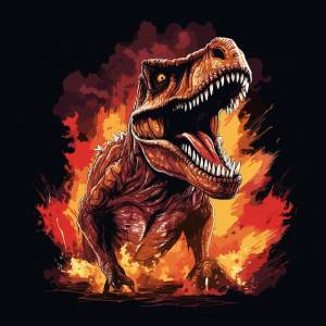 Портрет динозавра «мир юрского периода» тираннозавра рекса в стиле векторного поп-арта