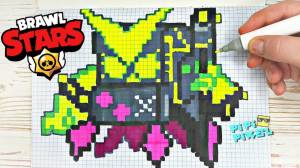 ВИРУС 8 БИТ из ИГРЫ BRAWL STARS РИСУНКИ ПО КЛЕТОЧКАМ -PIXEL ART