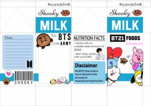 Template for BT21 Shooky Milk Carton Gift Box