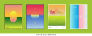 Set Gradient Holographic Posters Templates Autumn