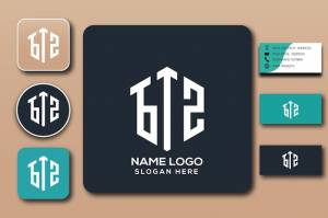 Шаблон логотипа монограммы bts