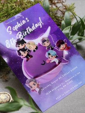 BTS Invitation for BTS Birthday Party Invite for BT21 Party