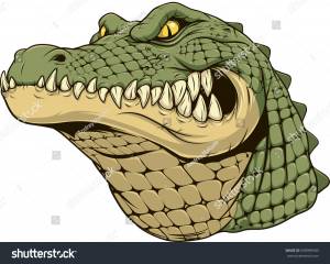 иллюстрация, свирепые головы аллигатора на