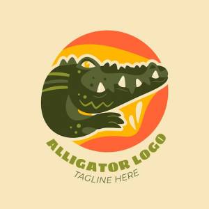 Плоский шаблон логотипа аллигатора
