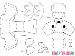 Объемная собака из бумаги по шаблону