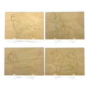 доски, трафареты для выжигания Сетлайн Собаки, формат А5, набор 4 шт