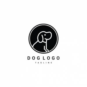 Красивый шаблон логотипа собаки плоский вектор premium векторы